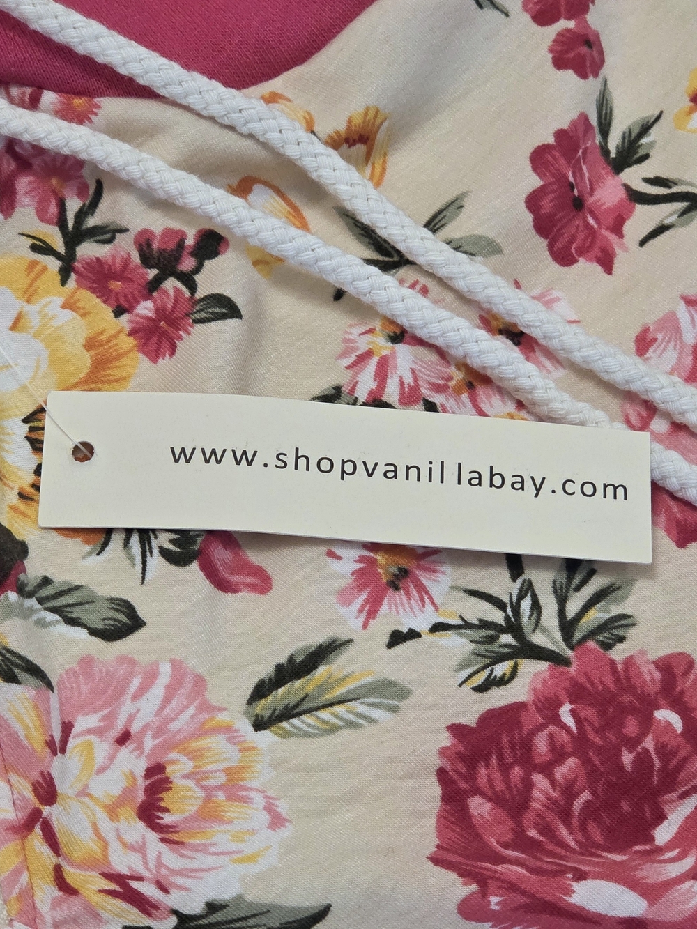 NWT Vanilla Bay Floral Asymmetrical Zip Hoodie Pink Cream Raglan Sweatshirt S - Picture 5 of 16